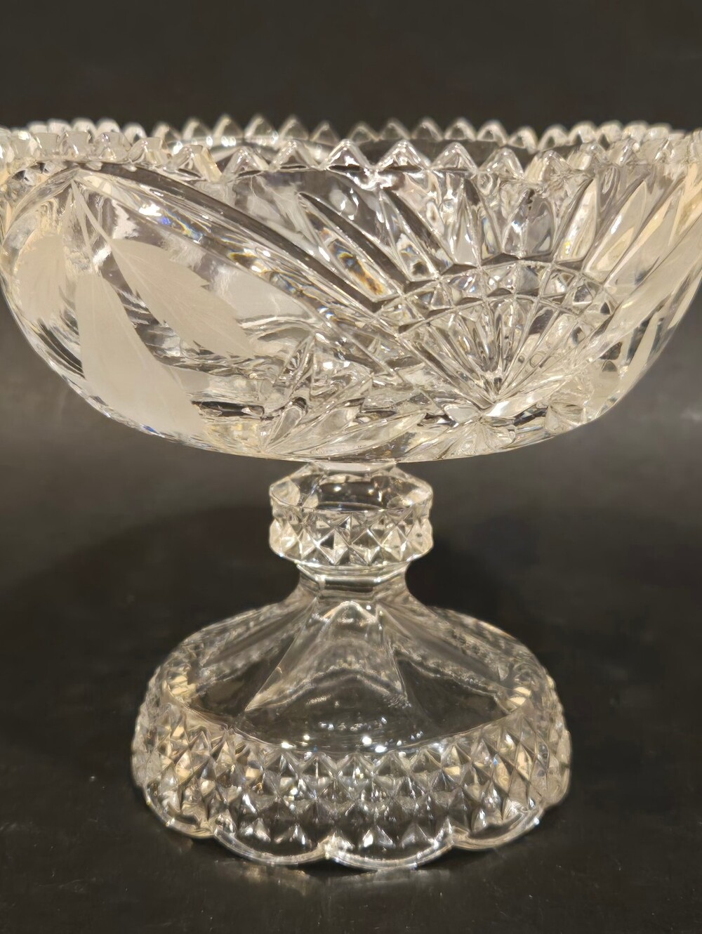Vintage ENESCO W. Germany Crystal Compote Pedestal Bowl - Clear Glass